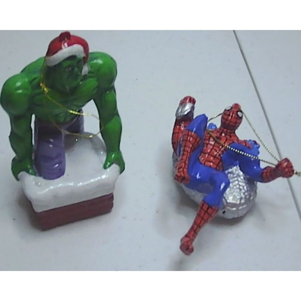 Incredible Hulk and Spiderman Christmas Ornaments Holiday Kurt Adler 2003 Marvel